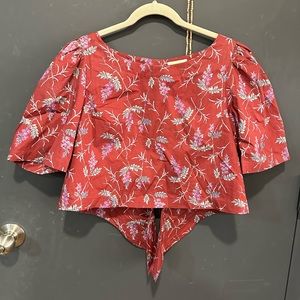 Rebecca Taylor Ivie Cropped Tie Back Top